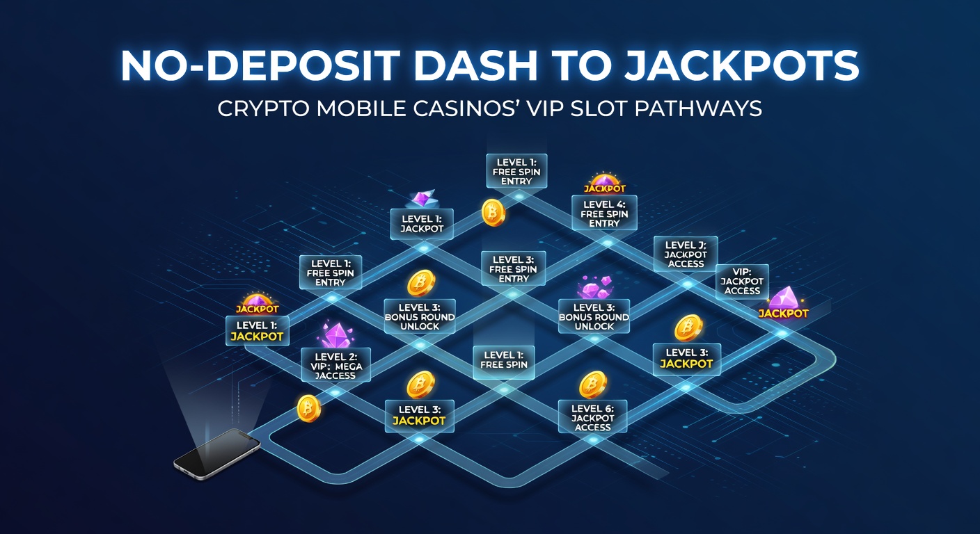 Close-up of a VIP mobile casino dashboard showing tier progression meter filling up beside a flashing progressive jackpot on a crypto slot game, with no-deposit bonus notifications popping up