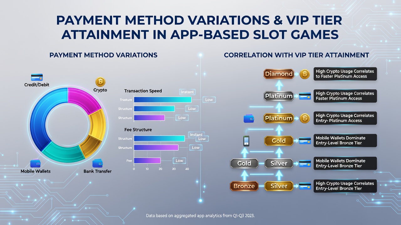 Analytics dashboard displaying VIP tier progression rates correlated with different payment methods in casino apps