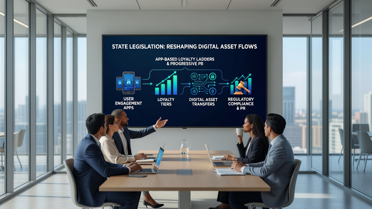 Mobile screen displaying loyalty ladder progression with digital asset transfers and progressive prize indicators